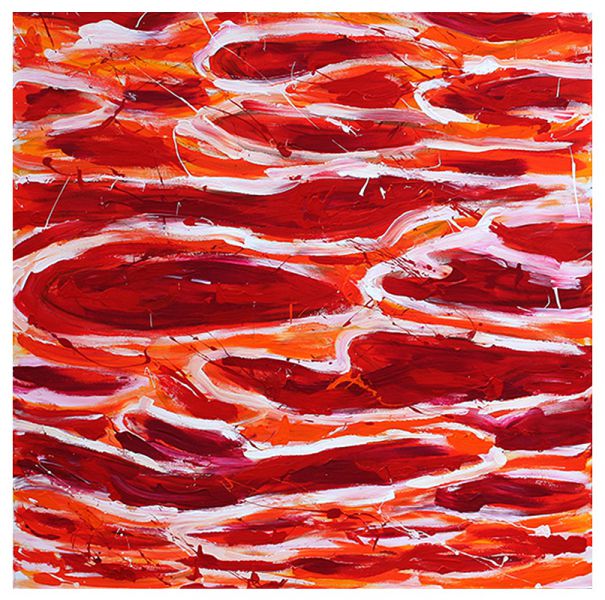 Nr. 111 • Wellenspiegel XL rot • Öl a. Lwd. • 2002 • 150 x 150 cm
