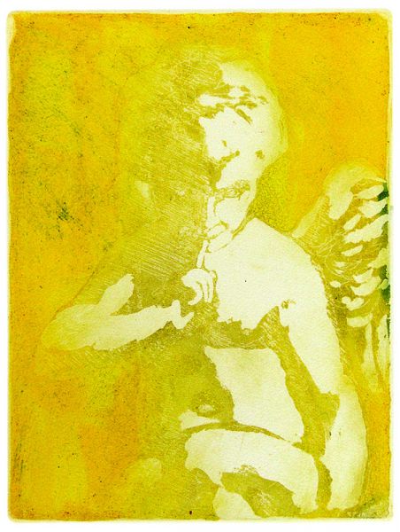 Leiser Engel III gelb • Aquatinta auf Bütten • 2006 • 15 x 20 cm